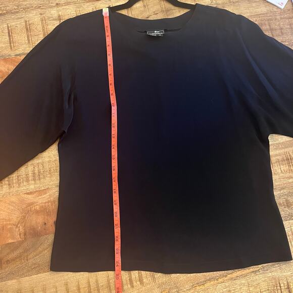 Jonathan Martin 100% Silk Blouse Medium Top Black Dolman Sleeve Timeless Vintage - Picture 11 of 11